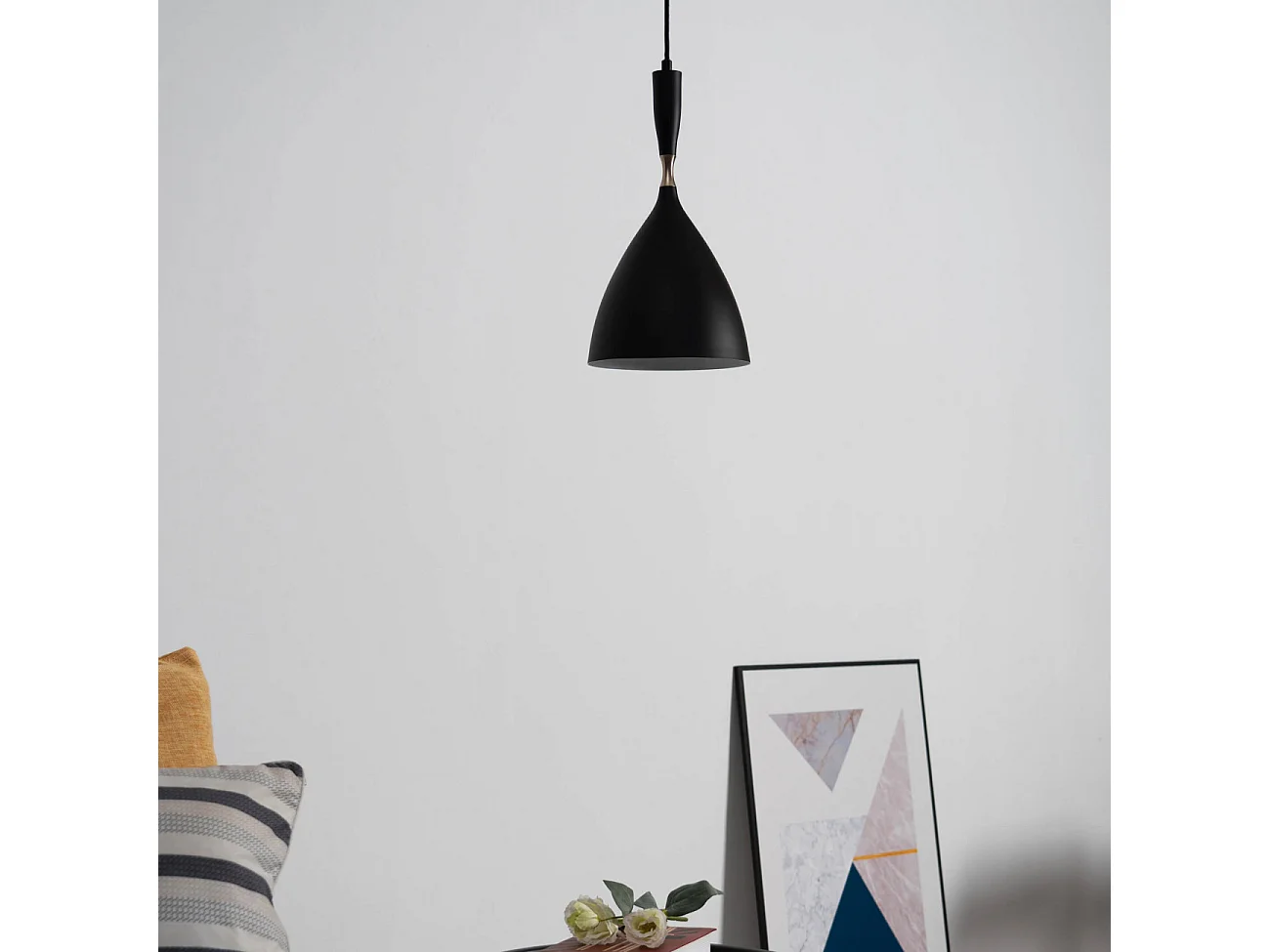 Suspension industrielle conique noire - Denzo