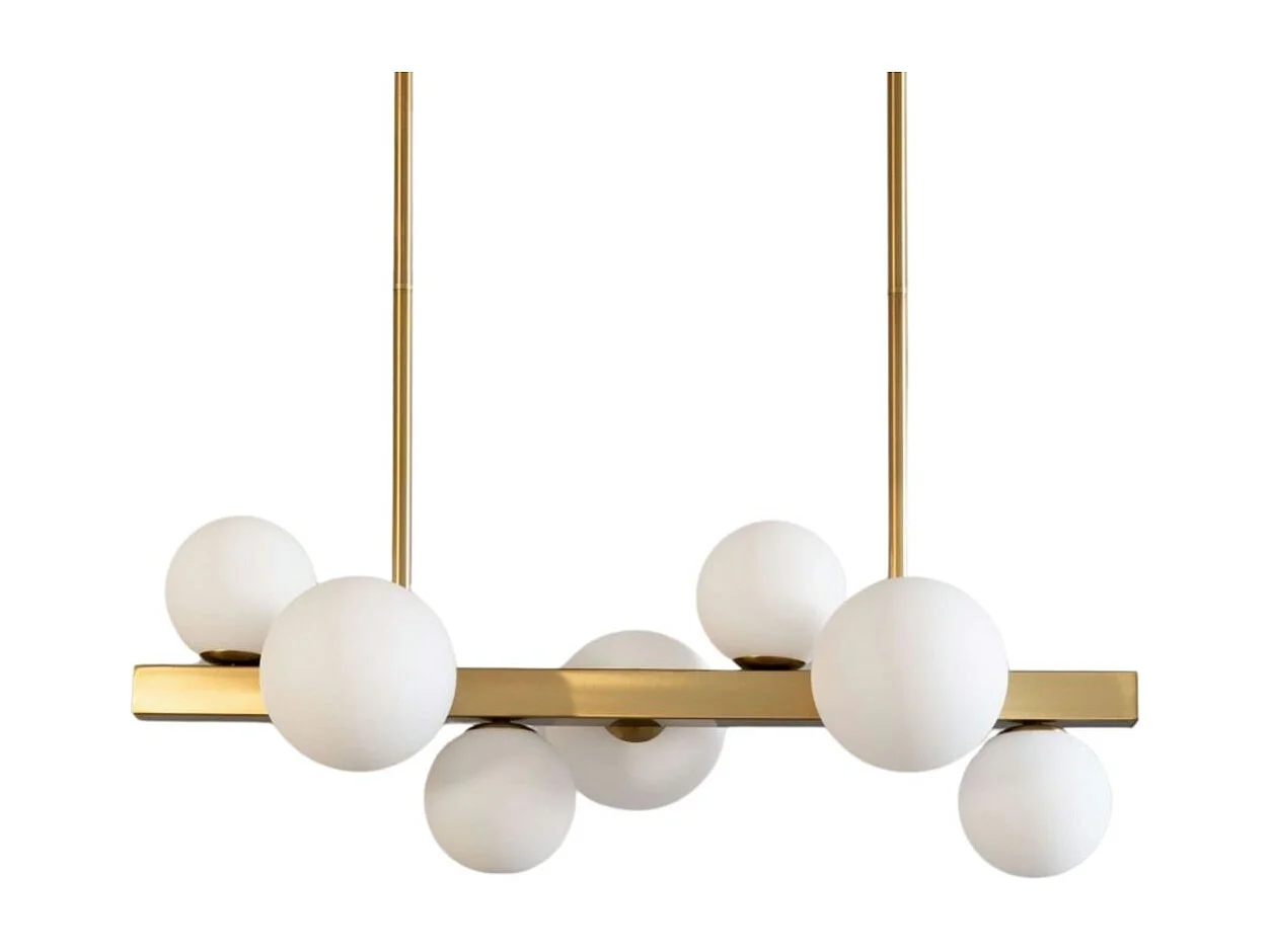 Suspension barre à sphères en verre blanc - Oromia