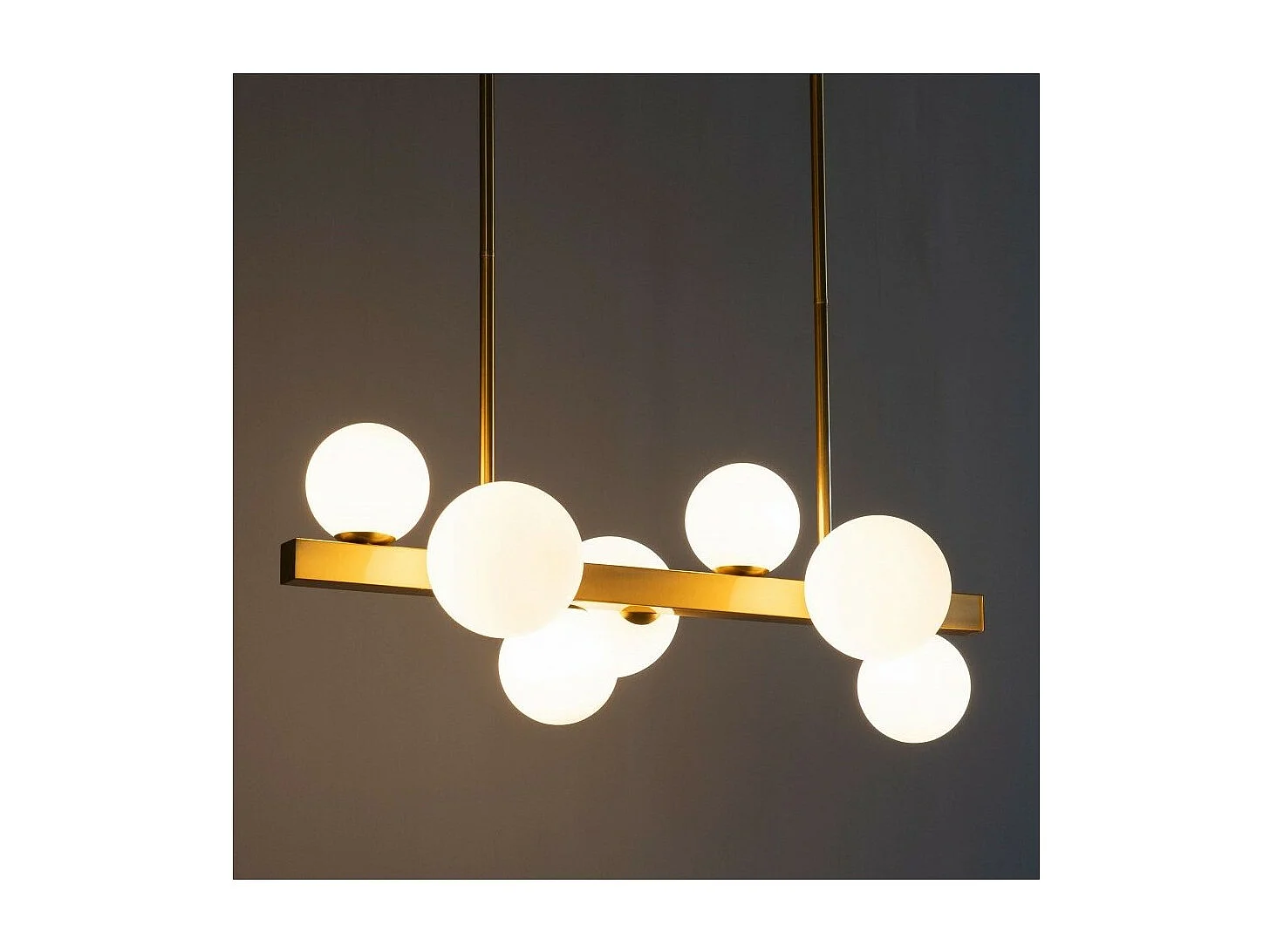 Suspension barre à sphères en verre blanc - Oromia