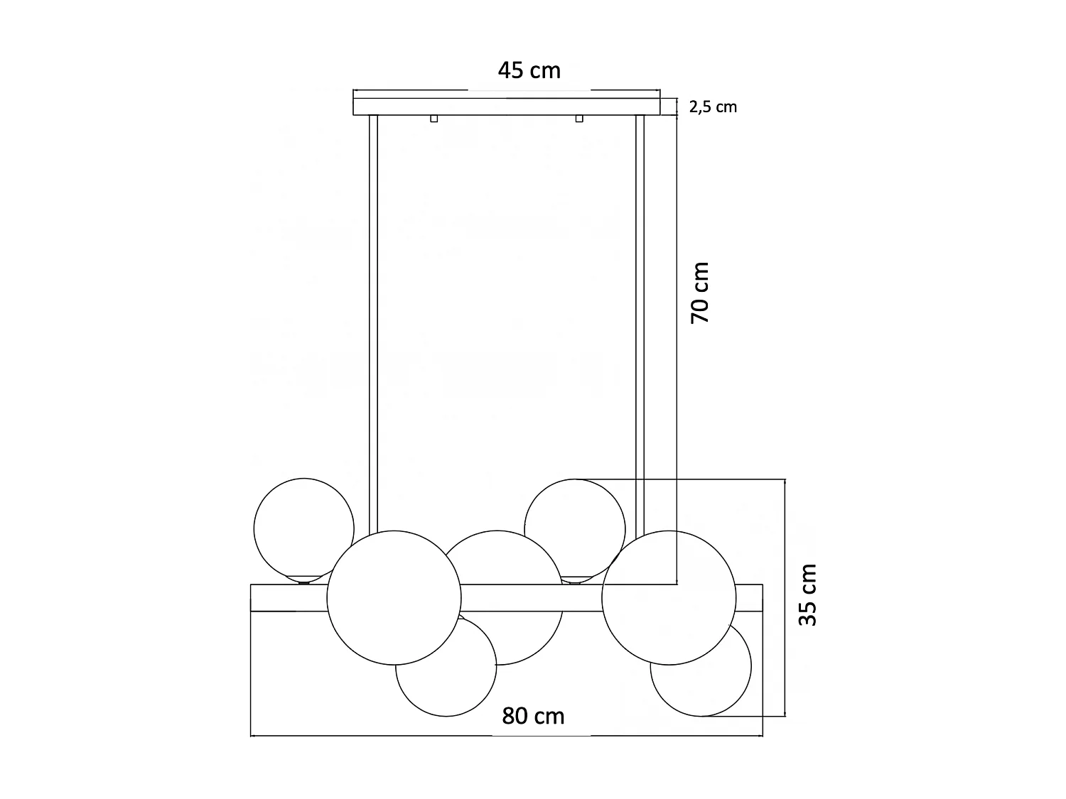 Suspension barre à sphères en verre blanc - Oromia