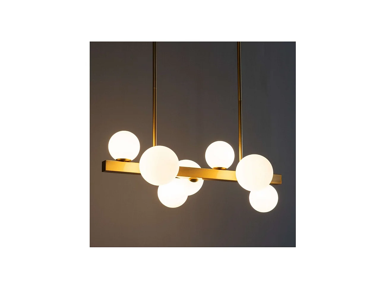 Suspension barre à sphères en verre blanc - Oromia