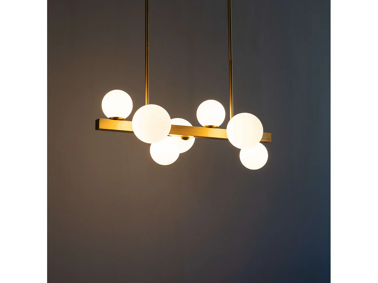 Suspension barre à sphères en verre blanc - Oromia