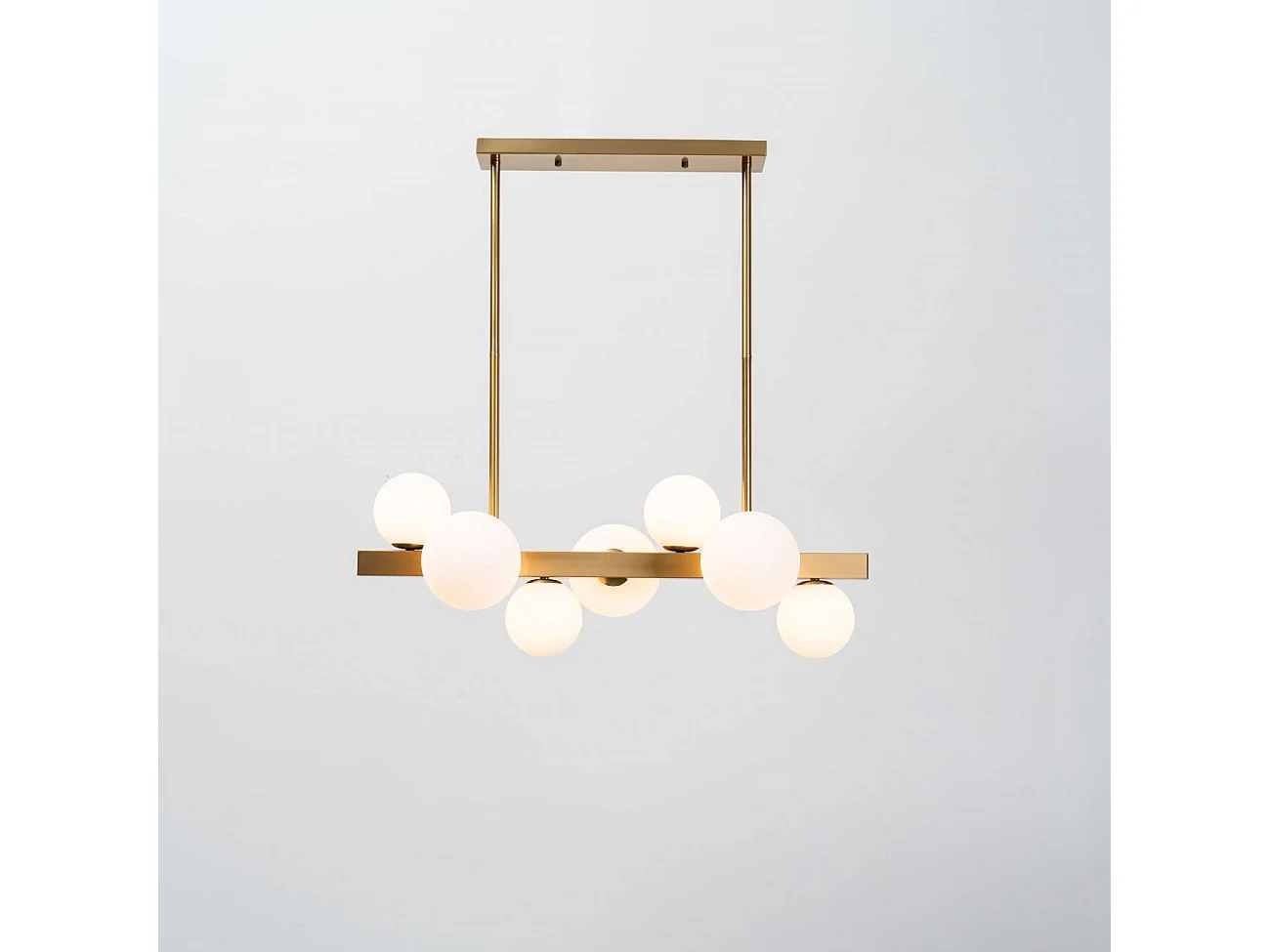 Suspension barre à sphères en verre blanc - Oromia