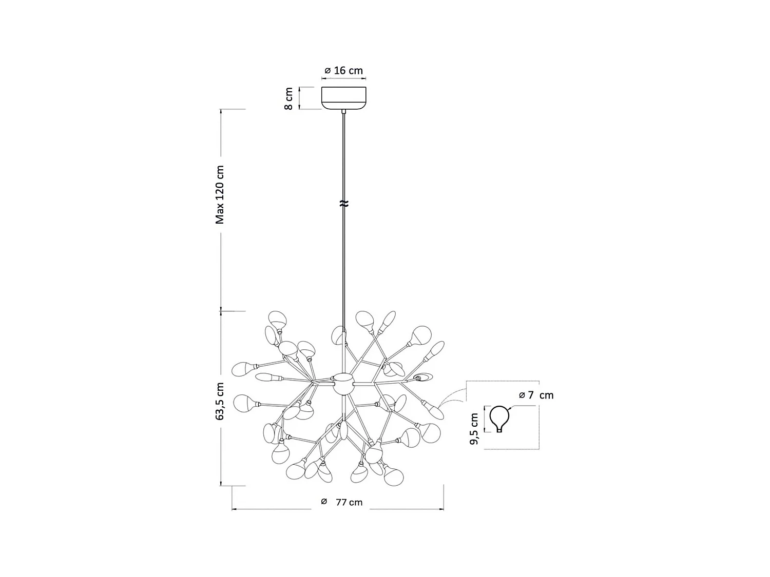 Suspension style branchage doré à 36 lumières - Arsinoe