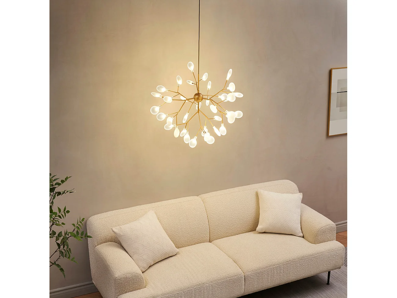 Suspension style branchage doré à 36 lumières - Arsinoe