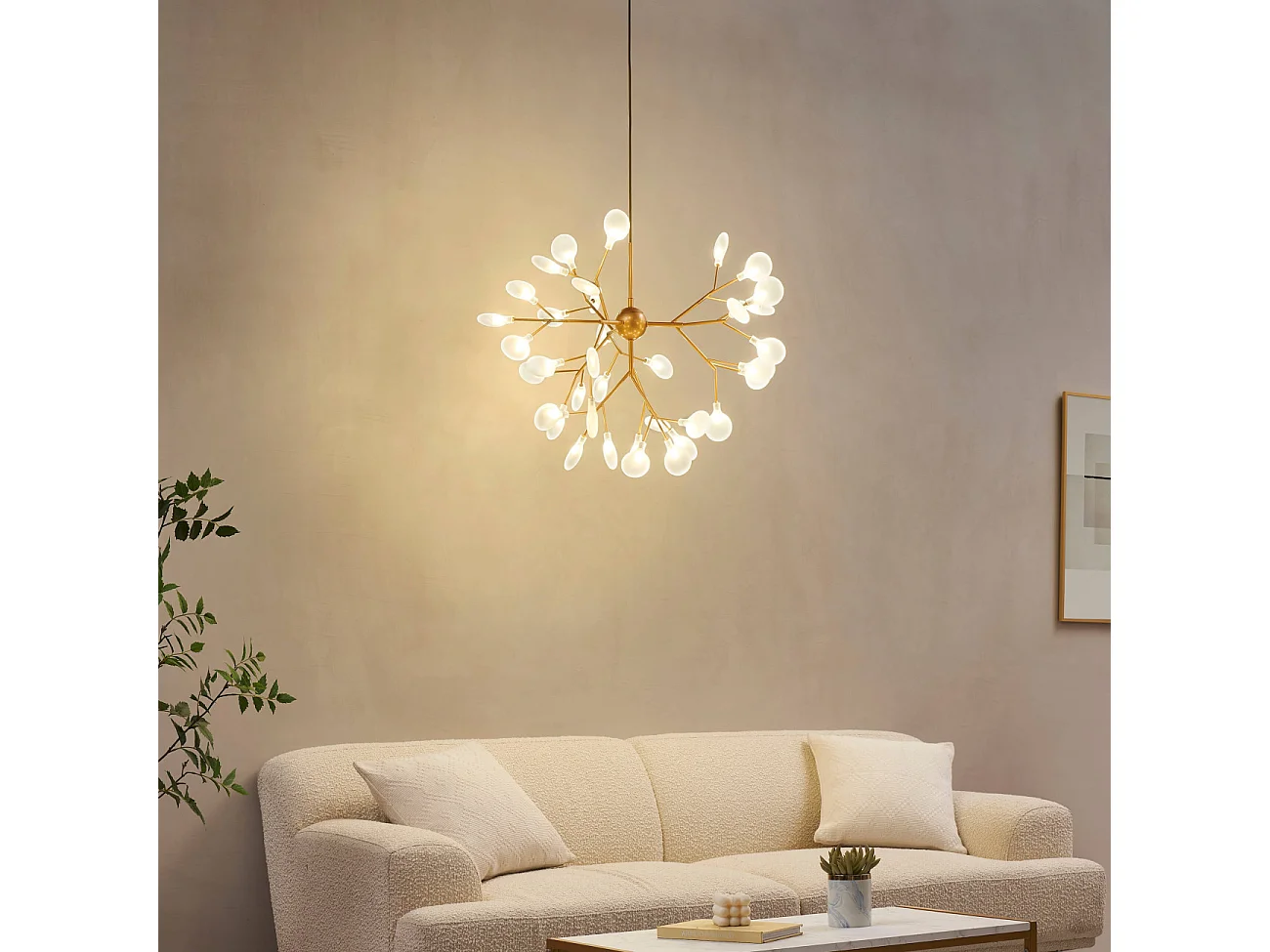 Suspension style branchage doré à 36 lumières - Arsinoe