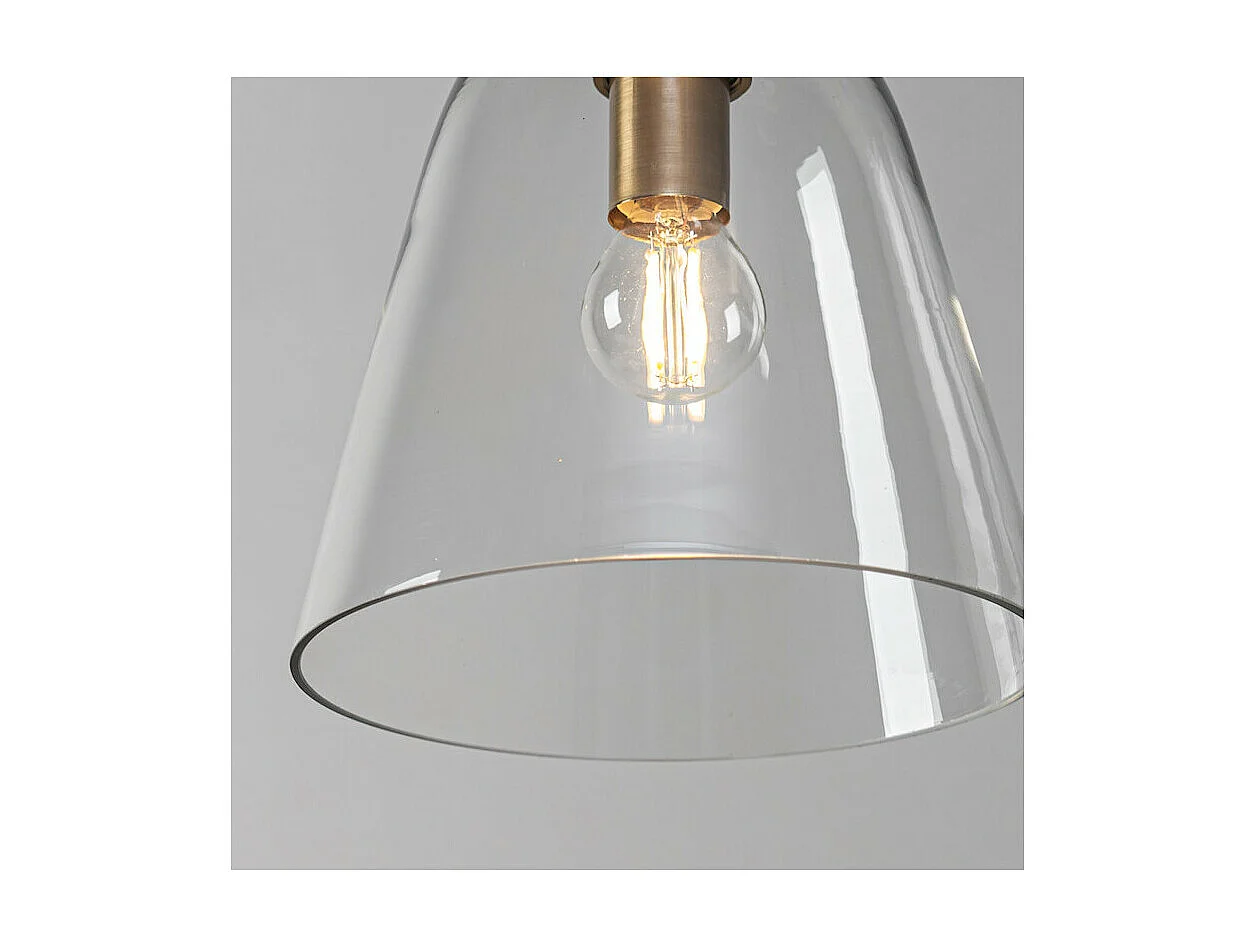 Suspension design cône en verre et métal doré - Cindy