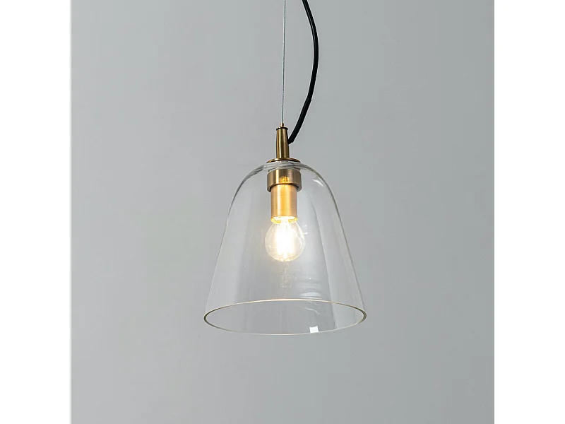 Suspension design cône en verre et métal doré - Cindy
