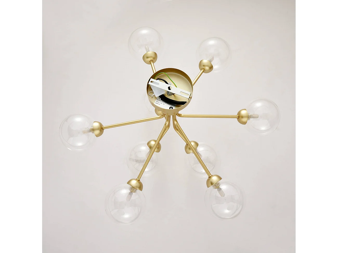 Grand lustre élégant doré 9 boules transparentes - Audrey