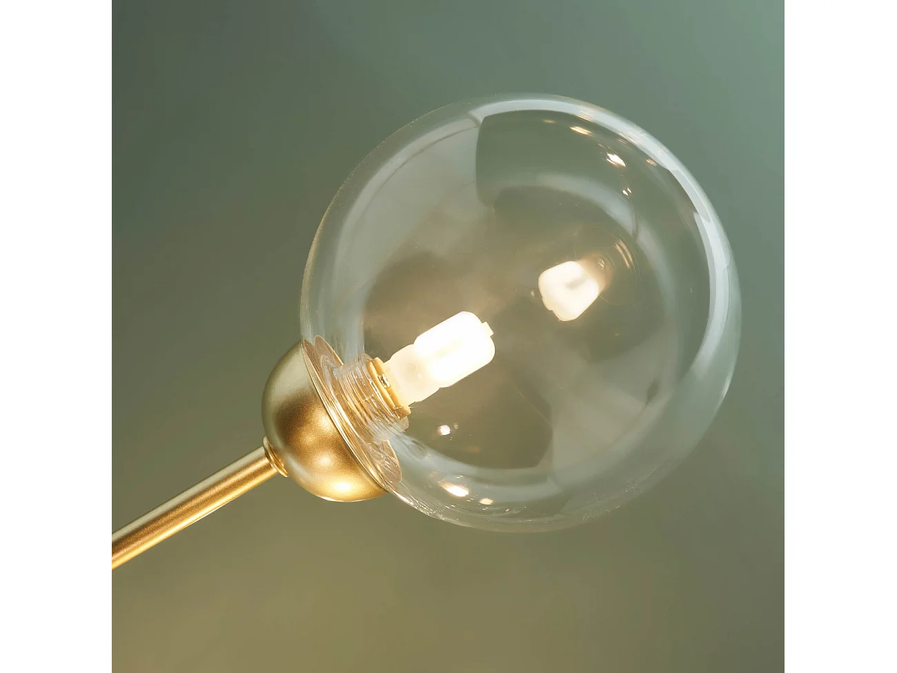 Grand lustre élégant doré 9 boules transparentes - Audrey