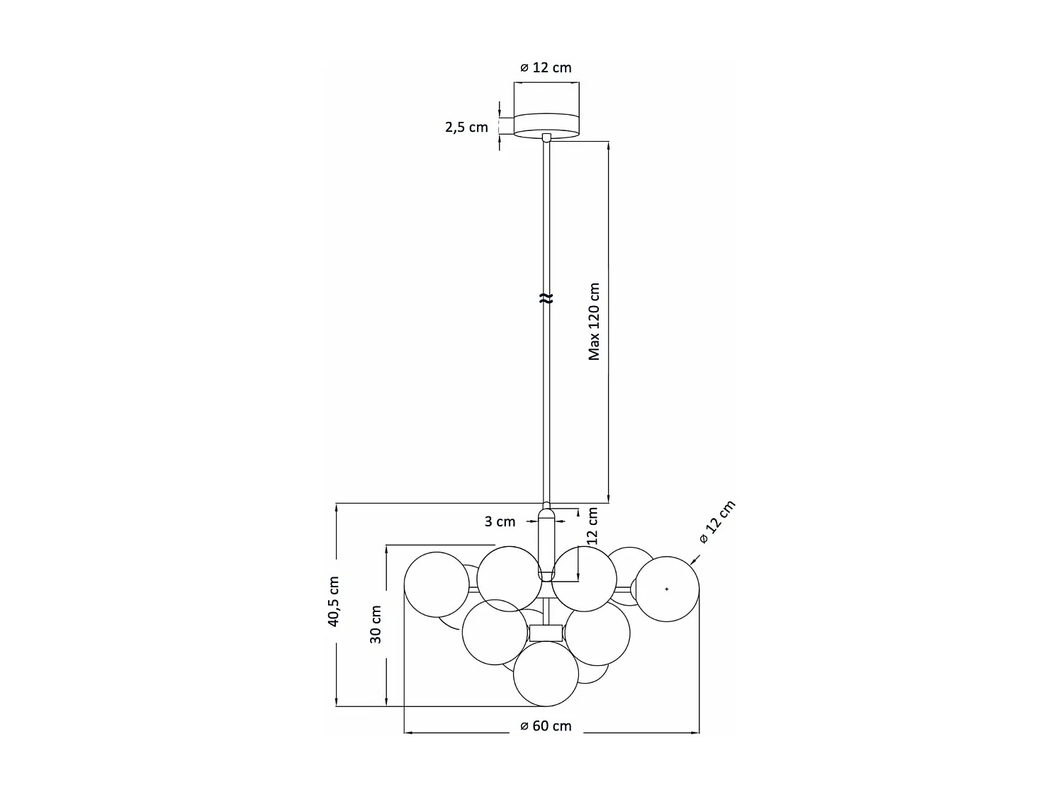 Suspension dorée à sphères blanches - Coretta