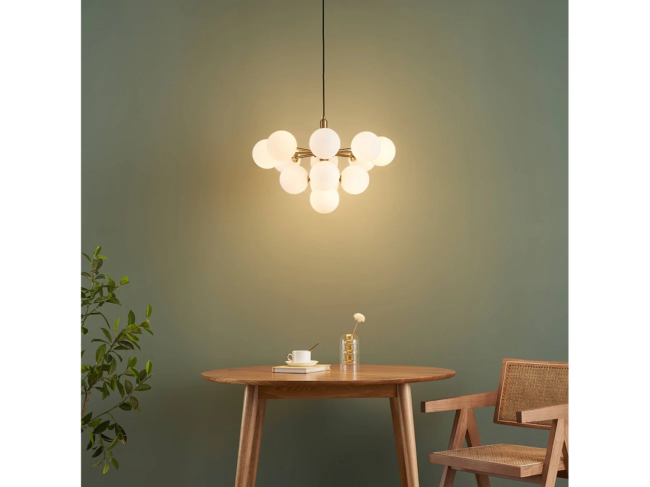 Suspension dorée à sphères blanches - Coretta