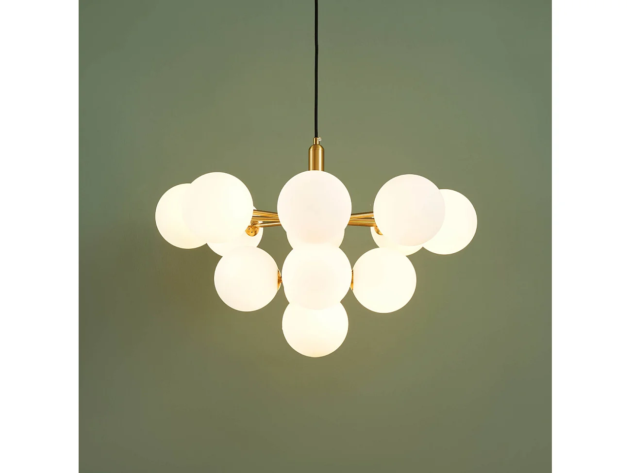 Suspension dorée à sphères blanches - Coretta