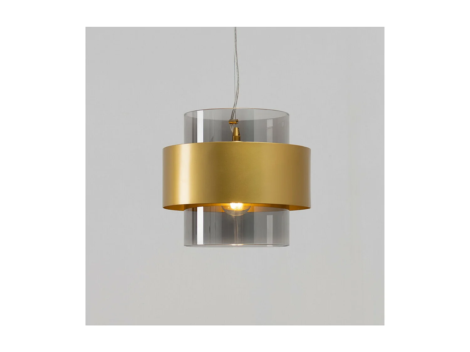 Suspension élégante verre transparent et cylindre doré - Salvado