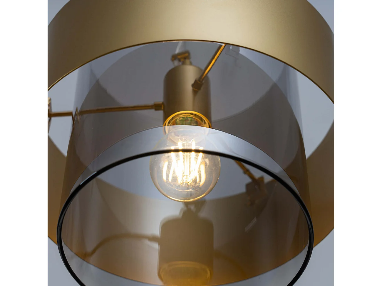 Suspension élégante verre transparent et cylindre doré - Salvado