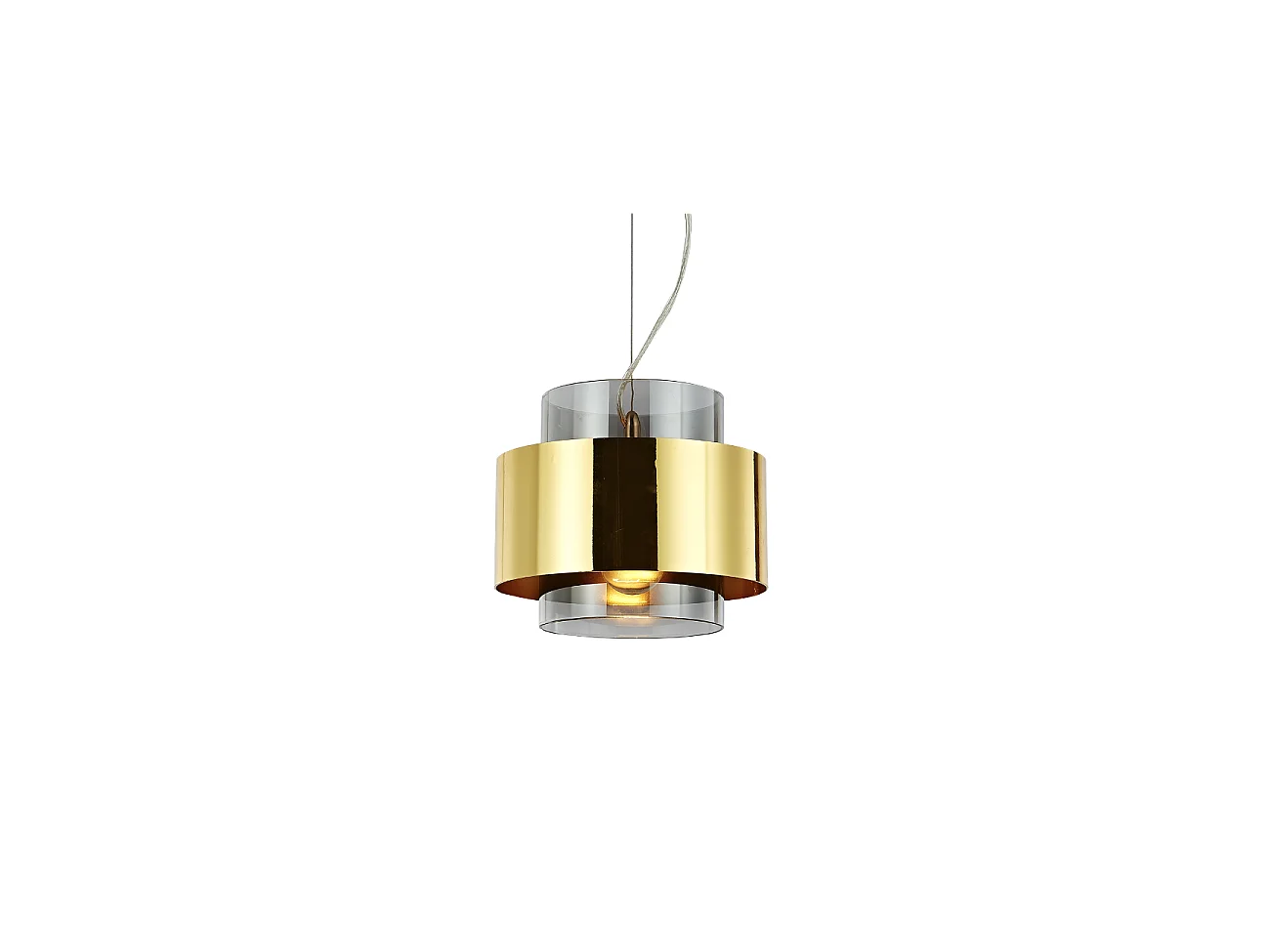 Suspension élégante verre transparent et cylindre doré - Salvado
