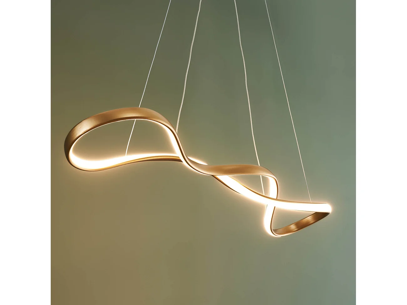 Suspension dorée longue vague LED 80 cm - Marceline