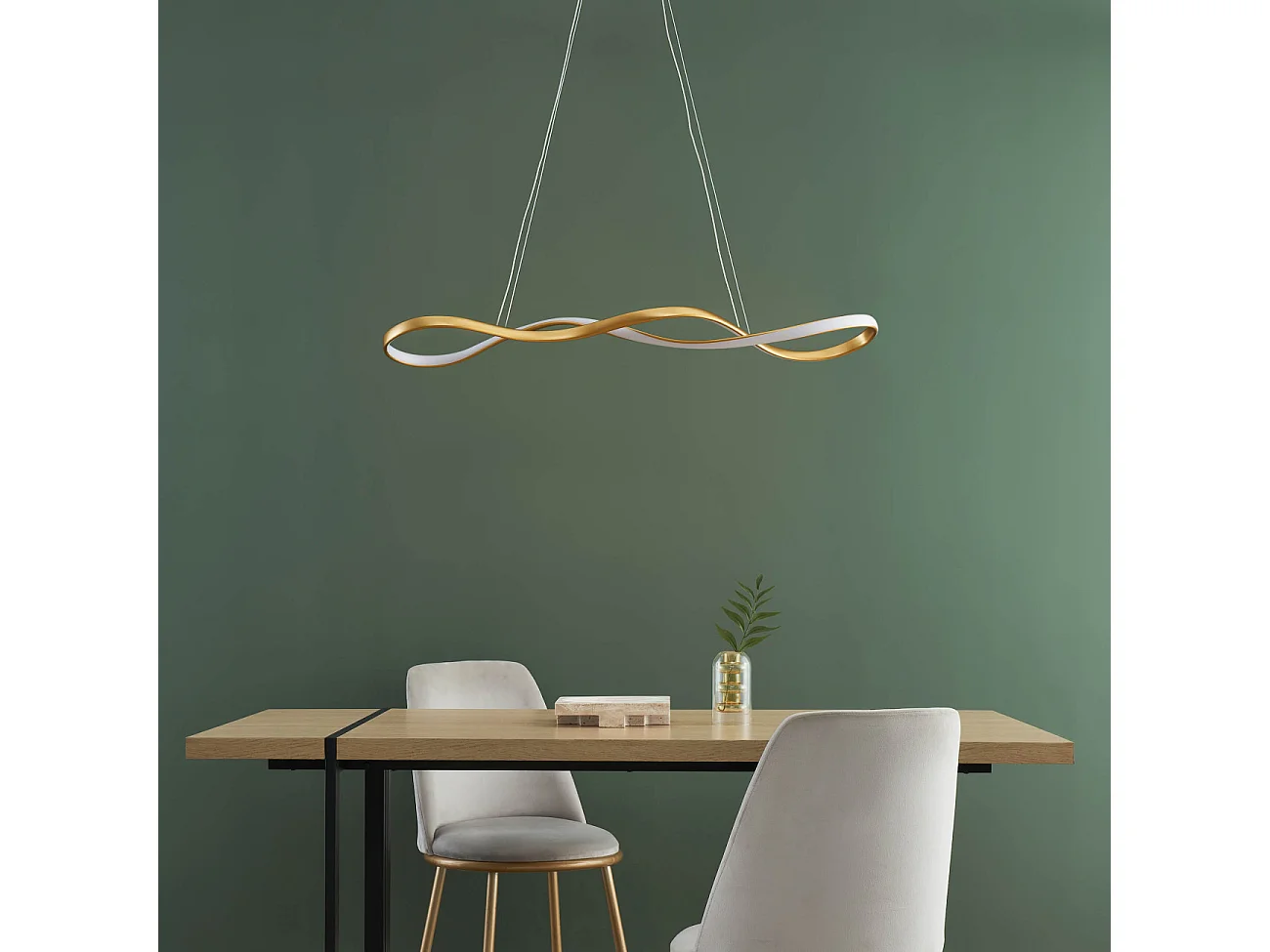 Suspension dorée longue vague LED 80 cm - Marceline