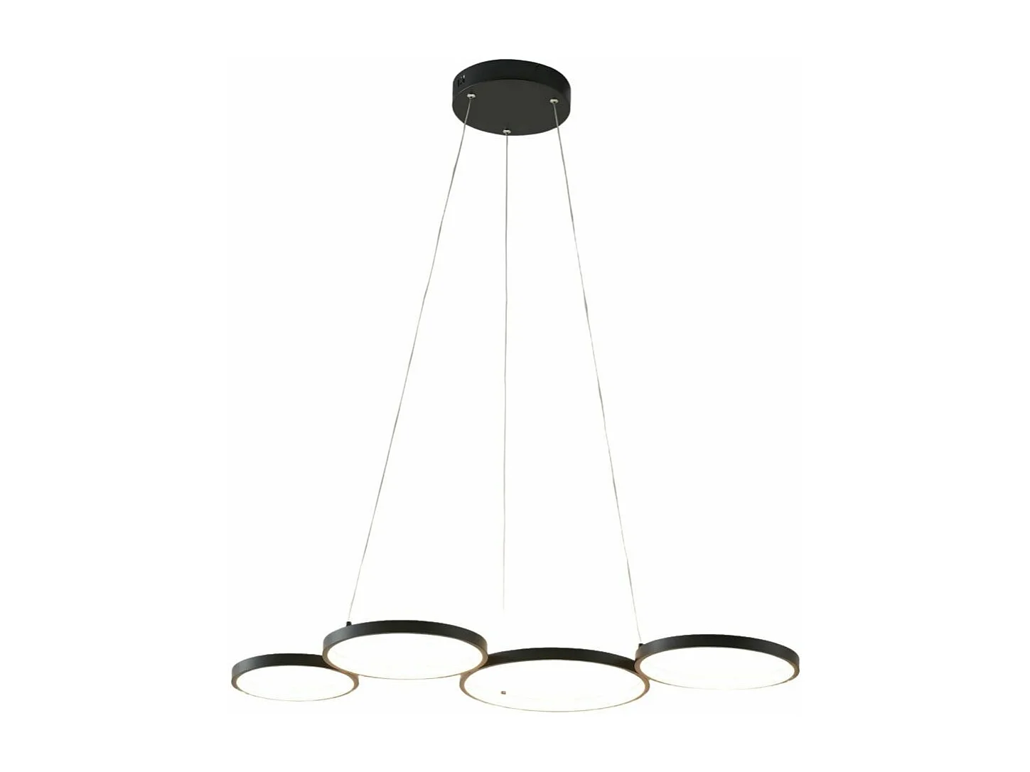 Suspension LED 4 cercles en métal noir - Newton