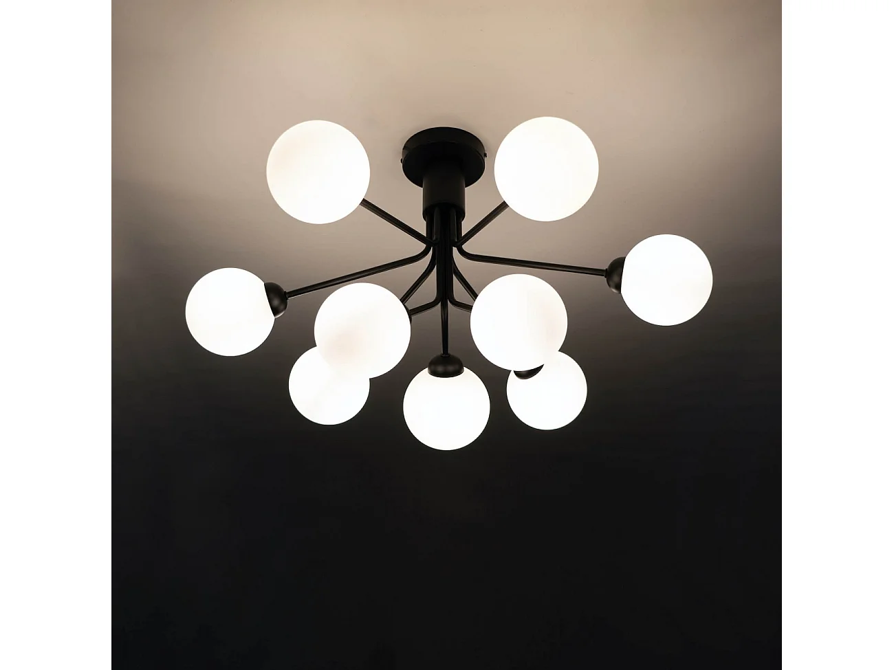 Lustre élégant noir à 9 verres blancs - Audrey