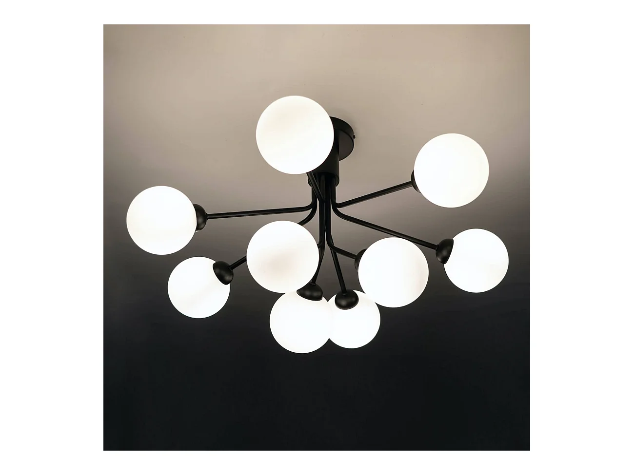Lustre élégant noir à 9 verres blancs - Audrey