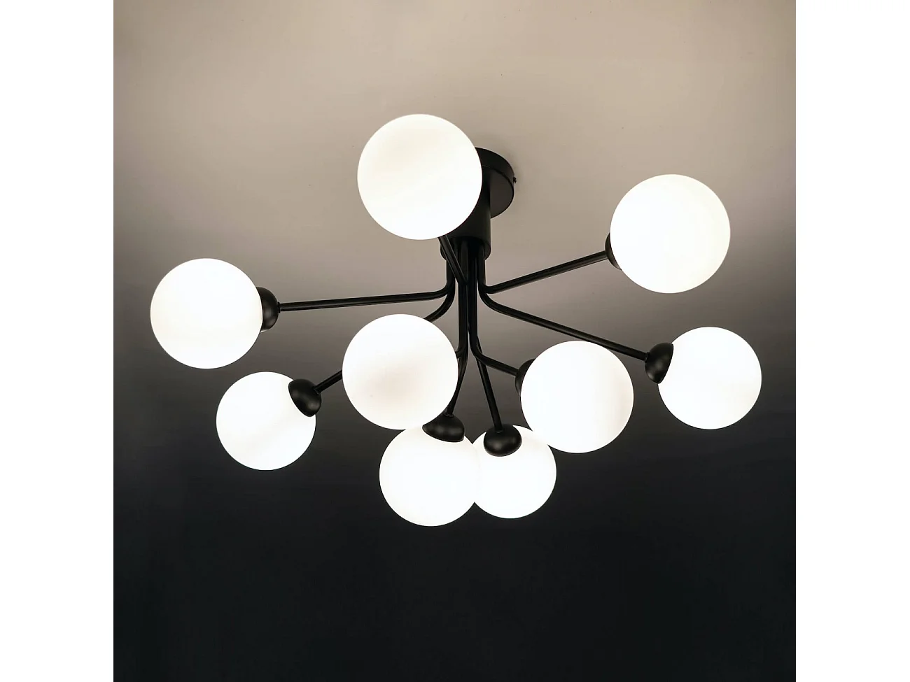 Lustre élégant noir à 9 verres blancs - Audrey