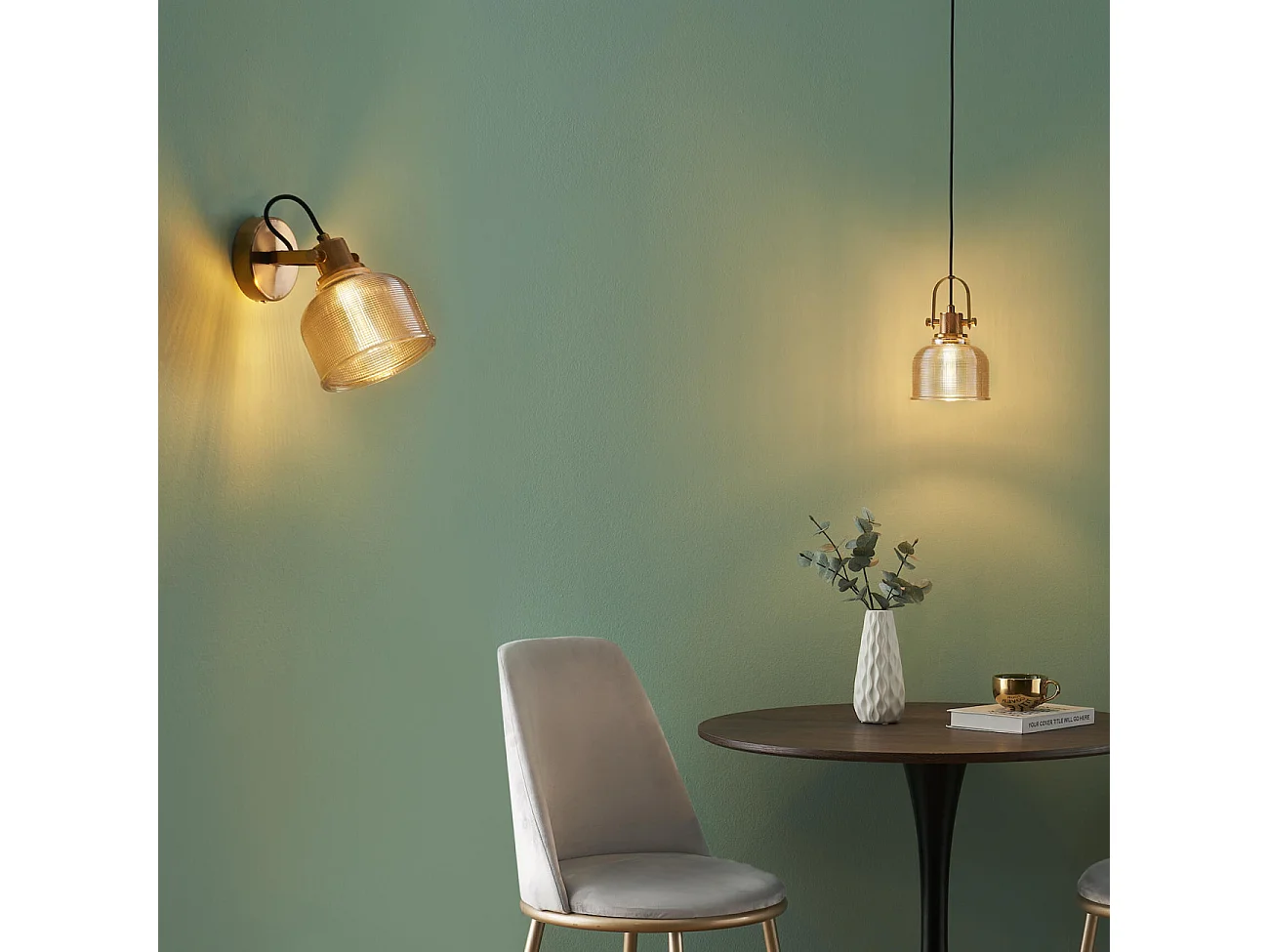 Suspension cloche verre ambré -  Vela