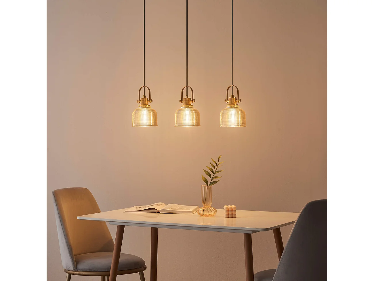 Suspension cloche verre ambré -  Vela