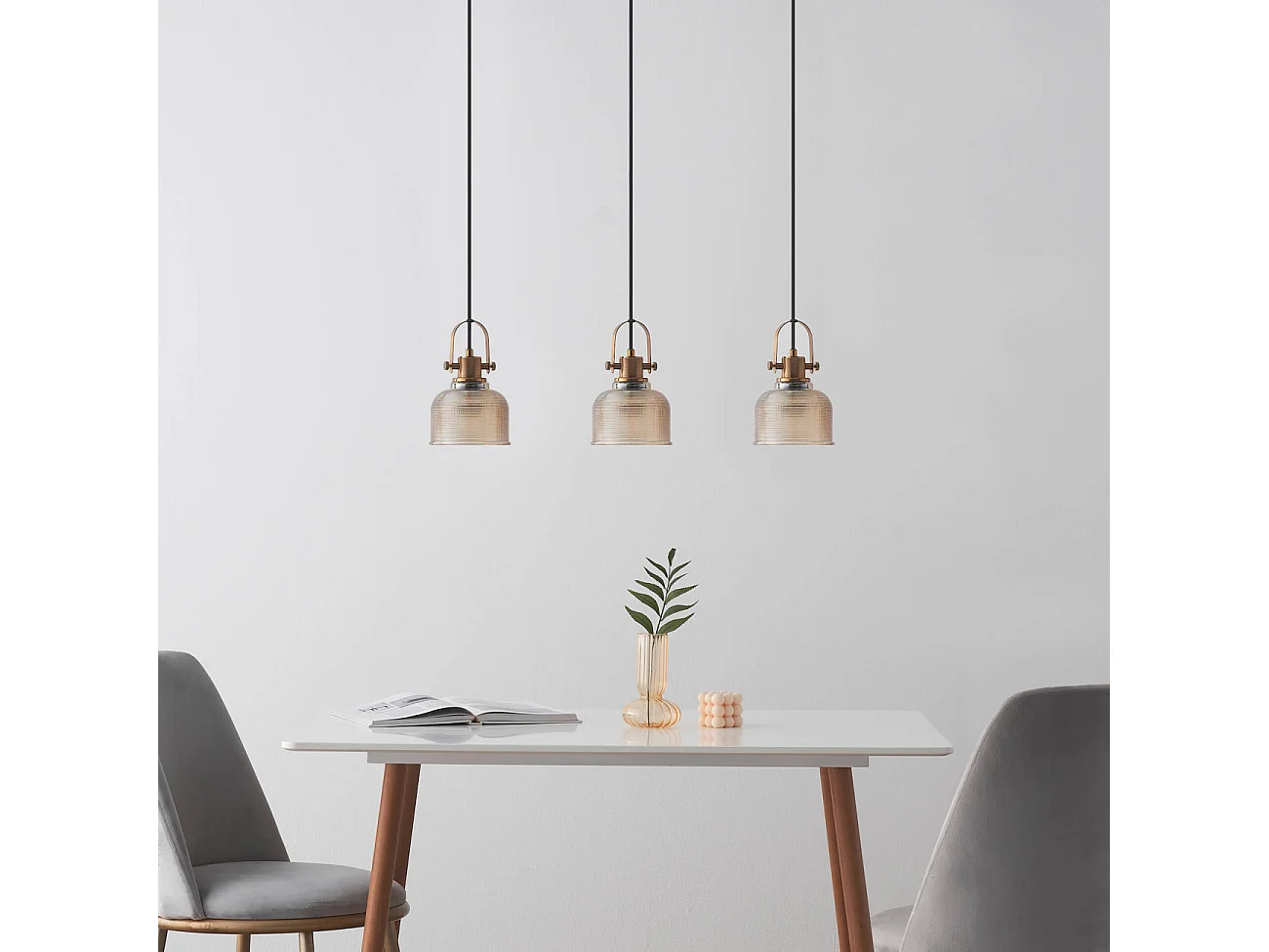 Suspension cloche verre ambré -  Vela