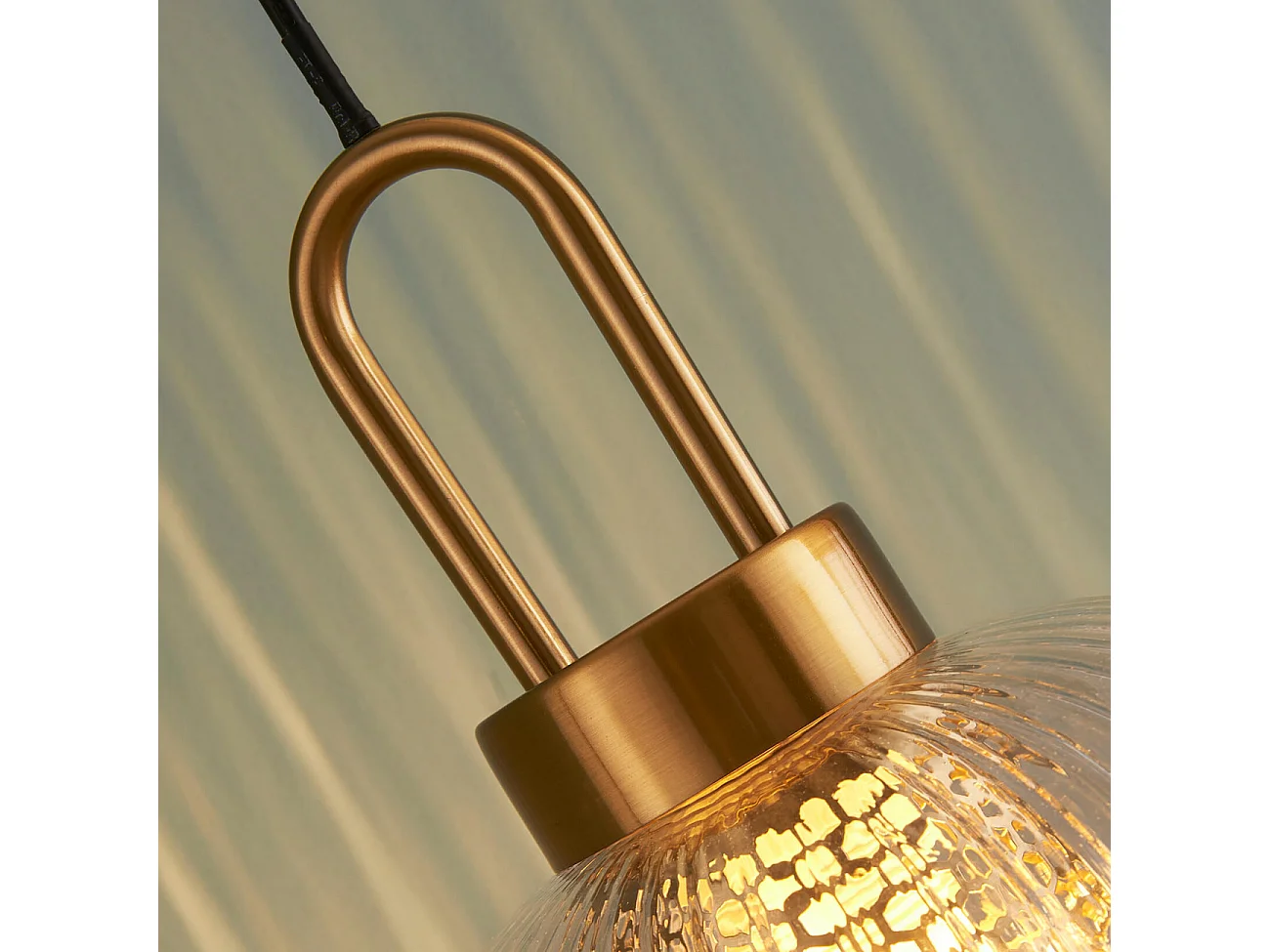 Suspension lanterne verre transparent et laiton - Carmina