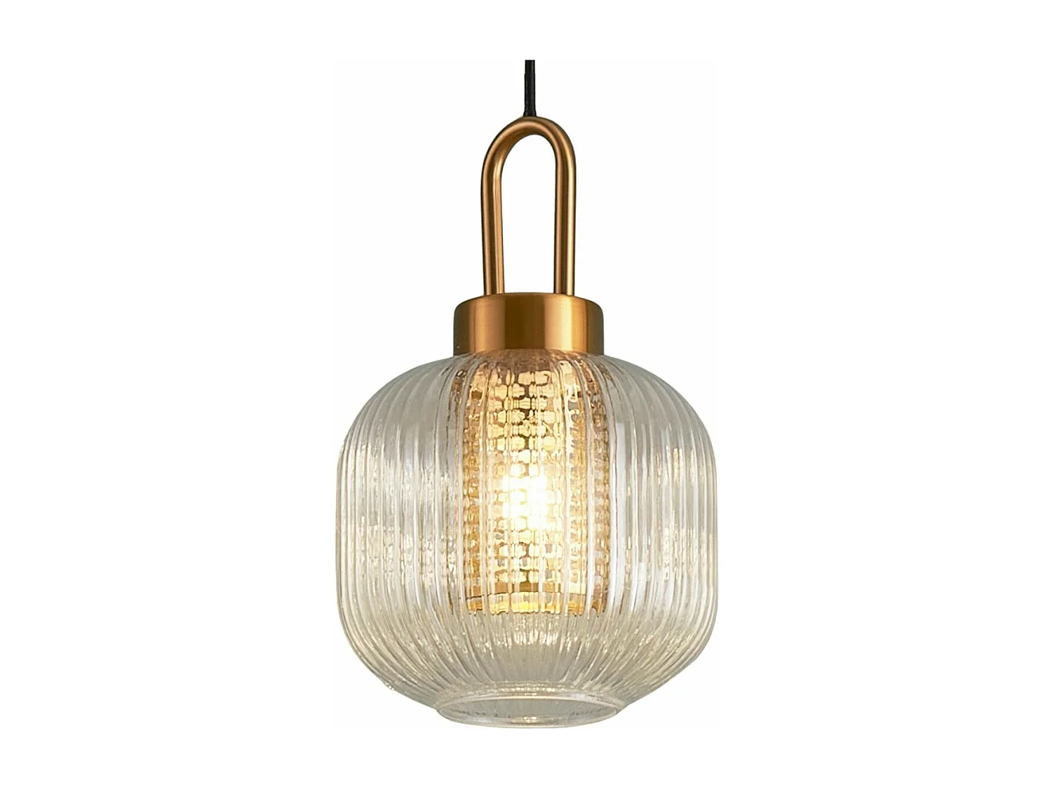 Suspension lanterne verre transparent et laiton - Carmina