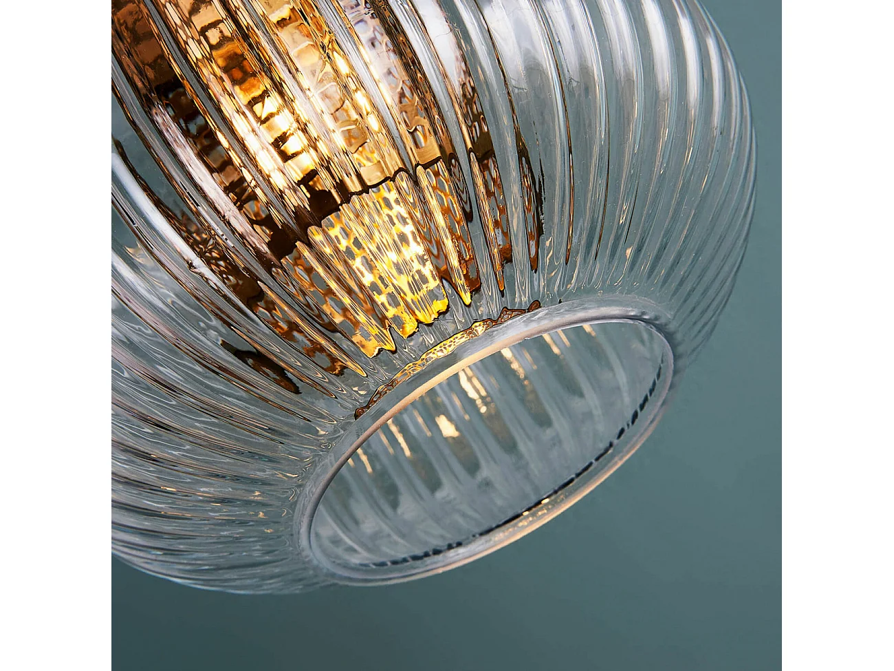 Suspension lanterne verre transparent et laiton - Carmina