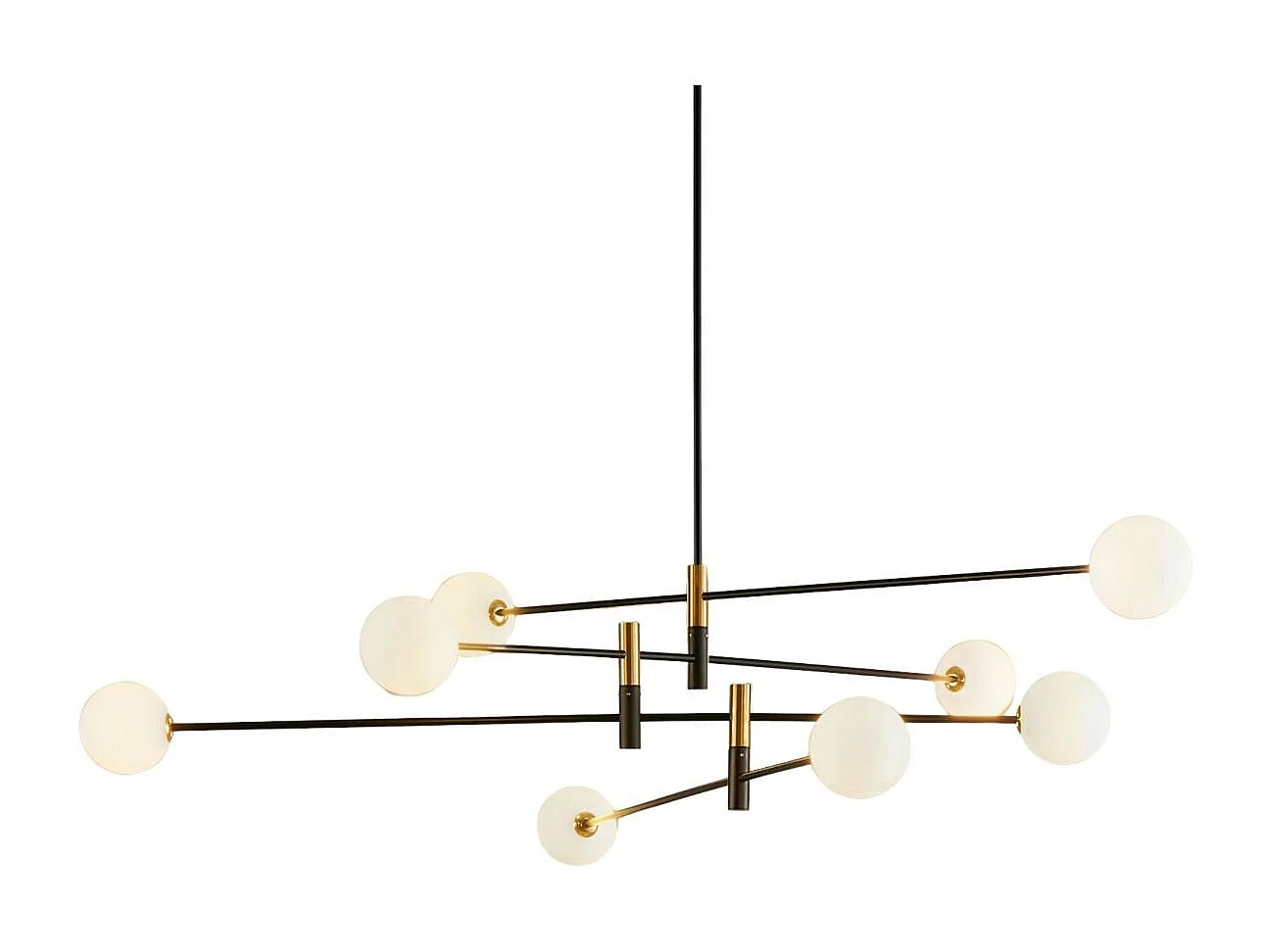 Lustre bras entremêlés noirs verre blanc - Rodia