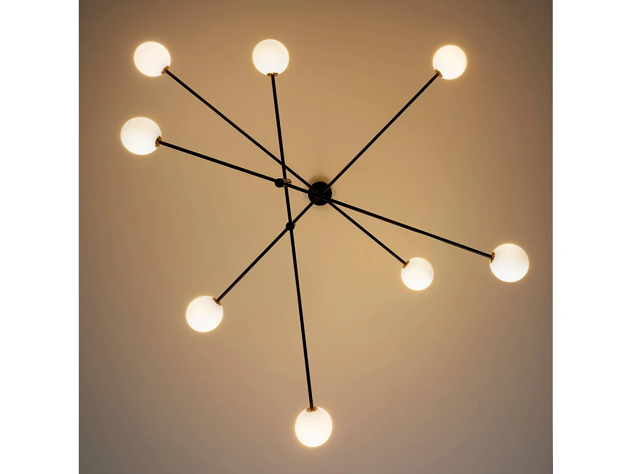 Lustre bras entremêlés noirs verre blanc - Rodia