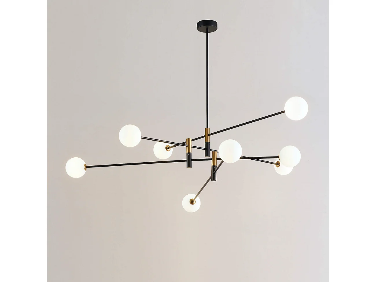 Lustre bras entremêlés noirs verre blanc - Rodia