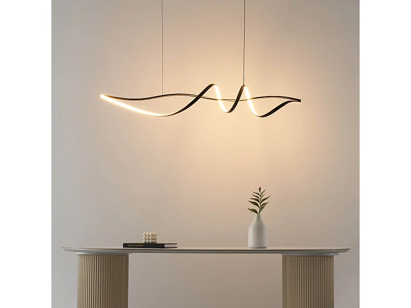 Grande suspension spirale noire 120 cm de long - Lybella