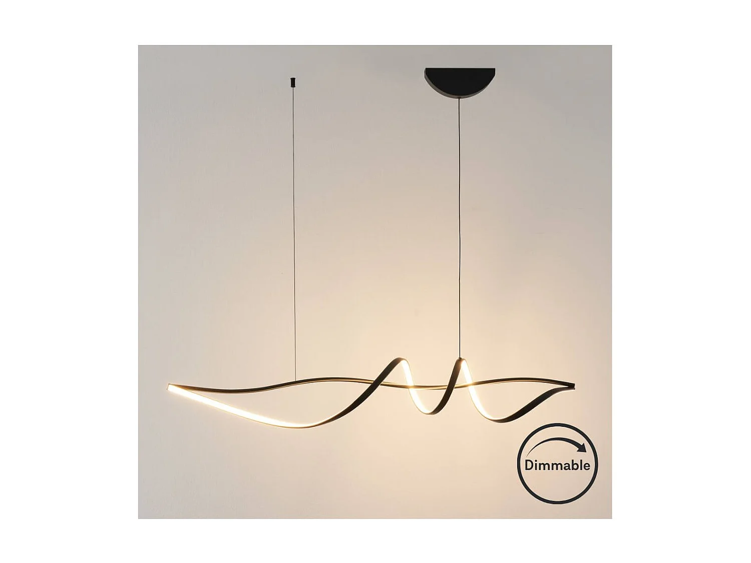 Grande suspension spirale noire 120 cm de long - Lybella