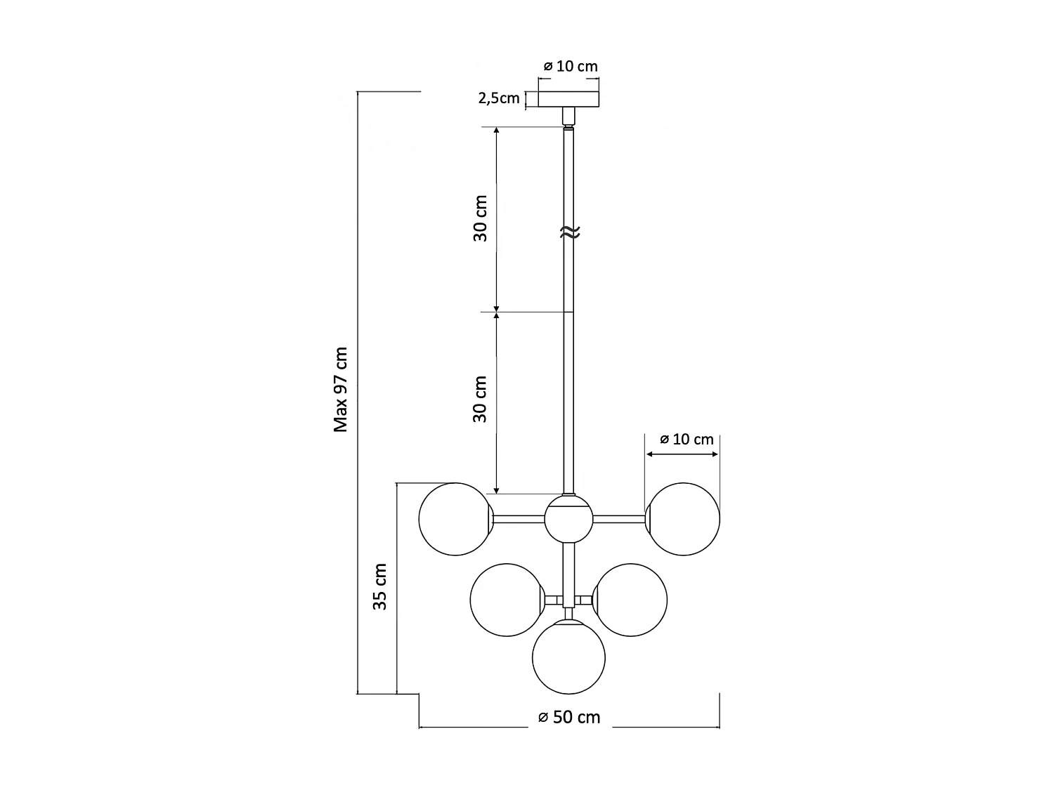Suspension élégante à 13 verres fumés - Nizzalo