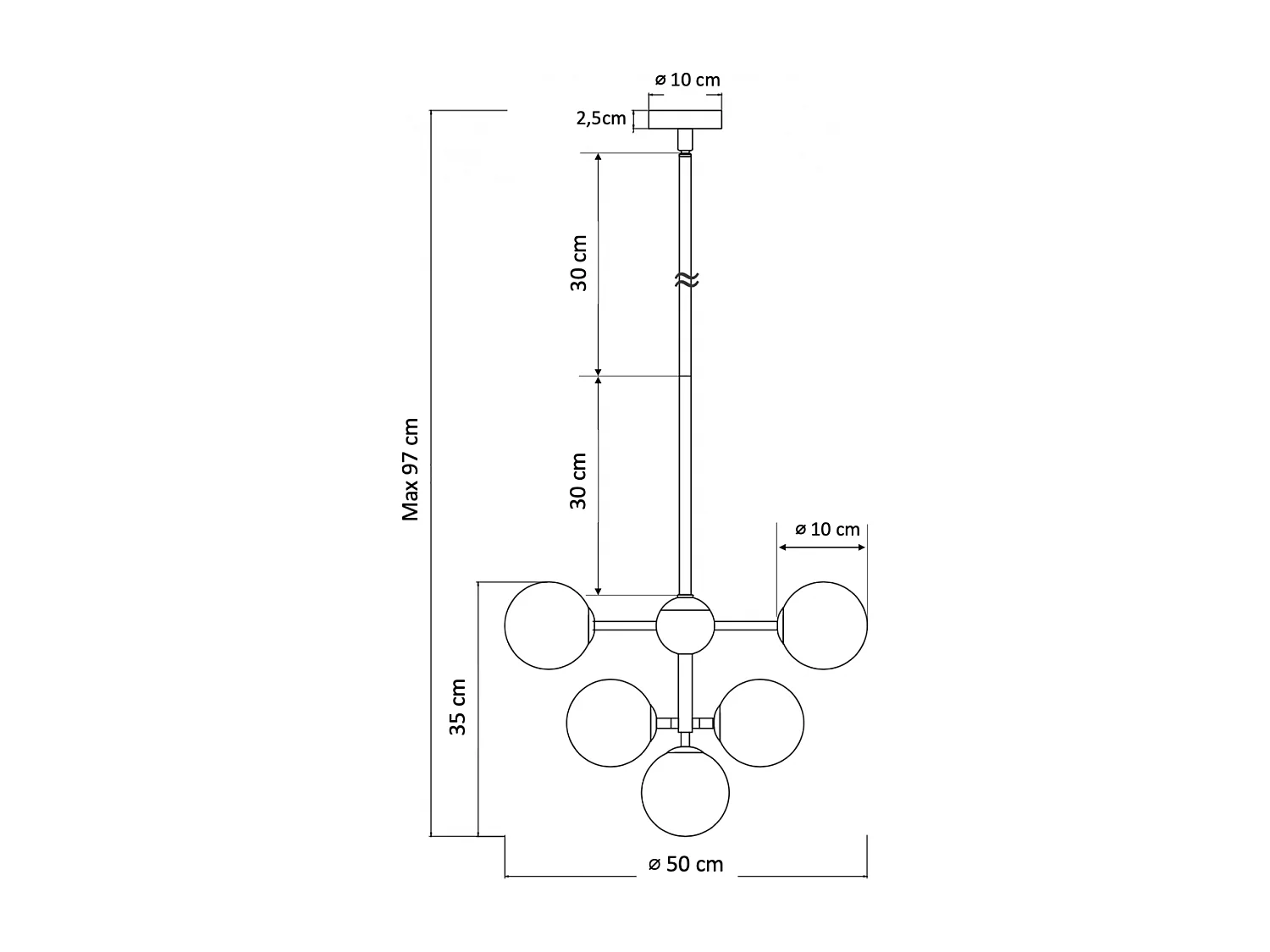 Suspension élégante à 13 verres fumés - Nizzalo