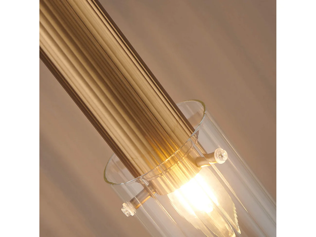 Suspension vintage dorée tube en verre - Poggio