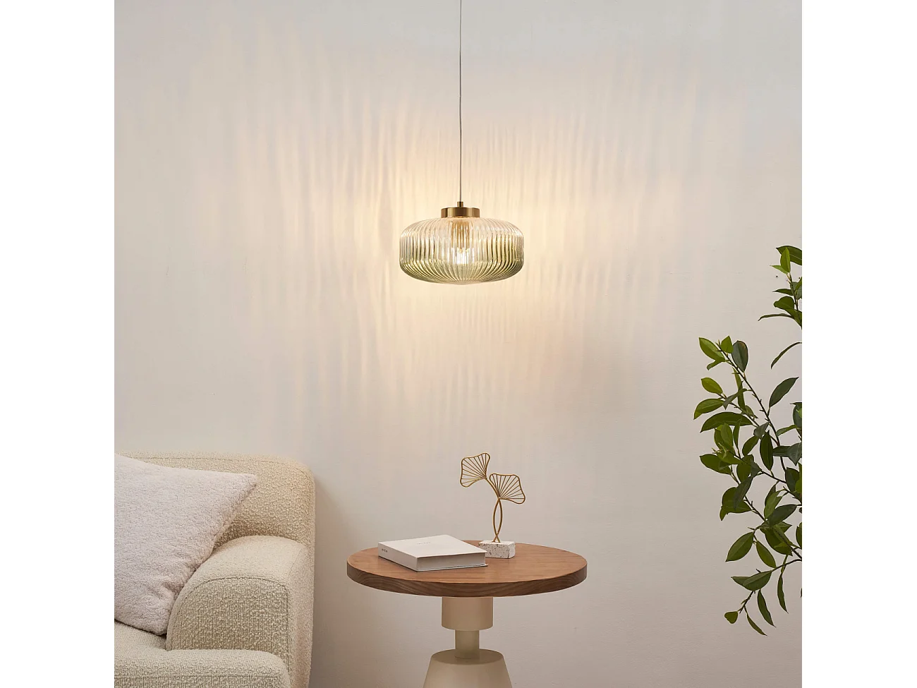 Suspension verre cannelé coloré - Joina