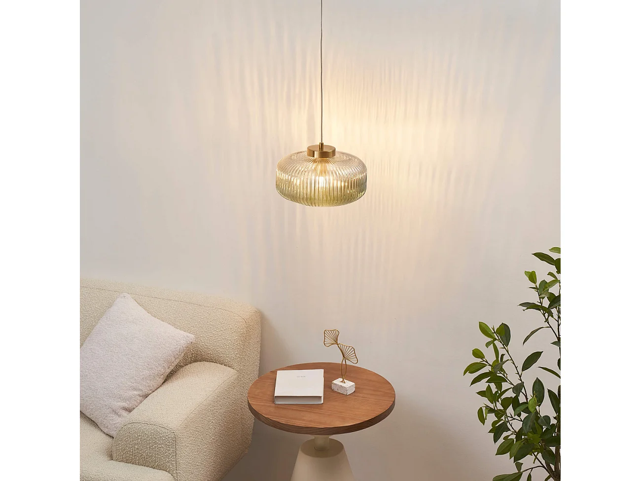 Suspension verre cannelé coloré - Joina