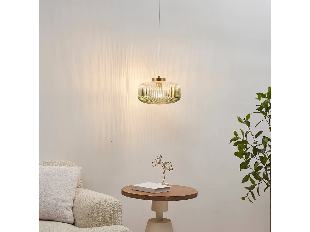 Suspension verre cannelé coloré - Joina