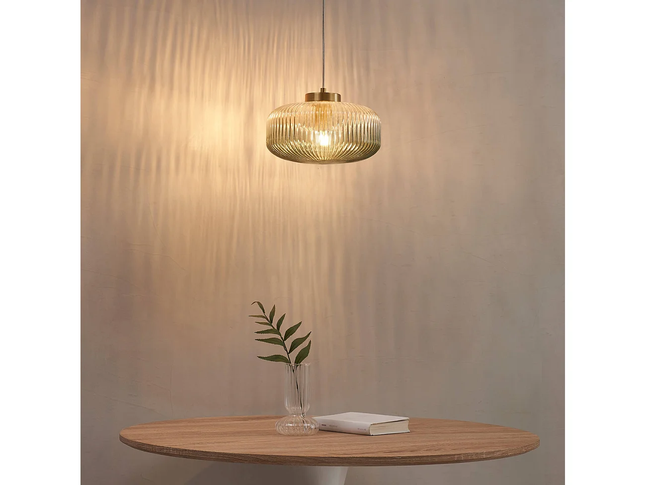 Suspension verre cannelé coloré - Joina