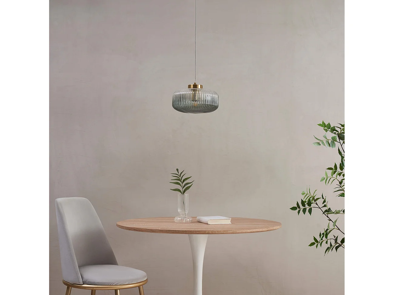 Suspension verre cannelé coloré - Joina