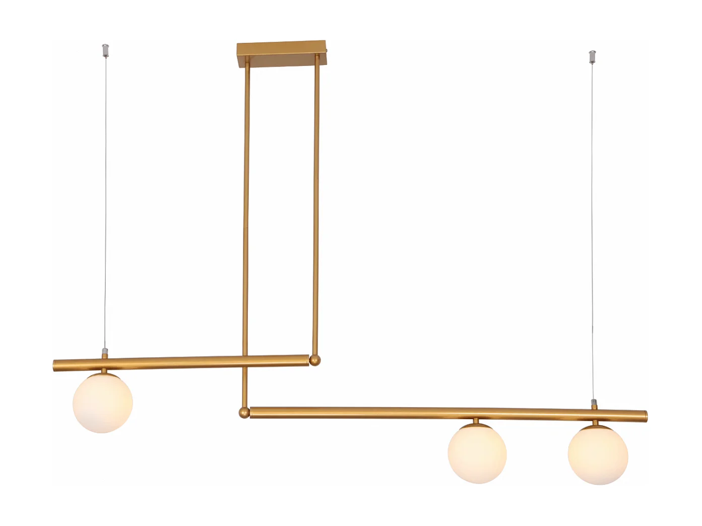 Suspension design géométrique métal doré et verre blanc - Andrea