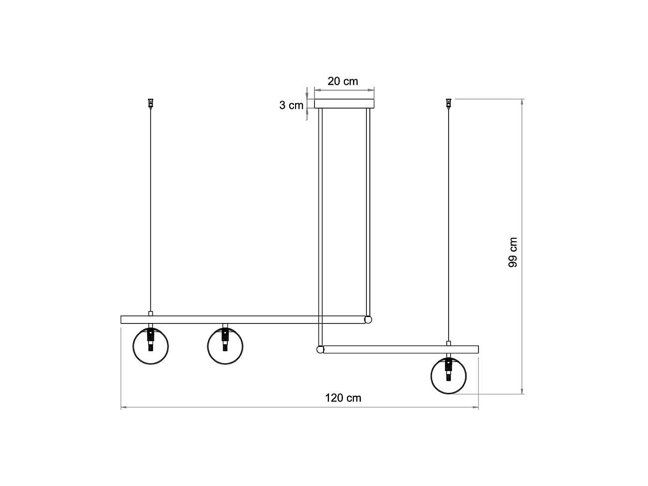 Suspension design géométrique métal doré et verre blanc - Andrea