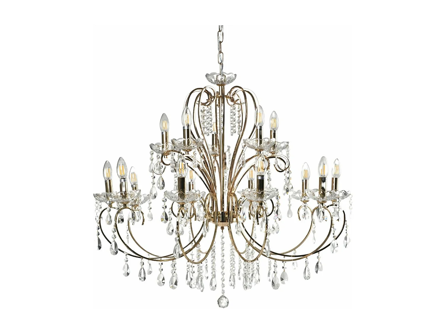 Lustre cristal or rose baroque 15 bras - Pavia