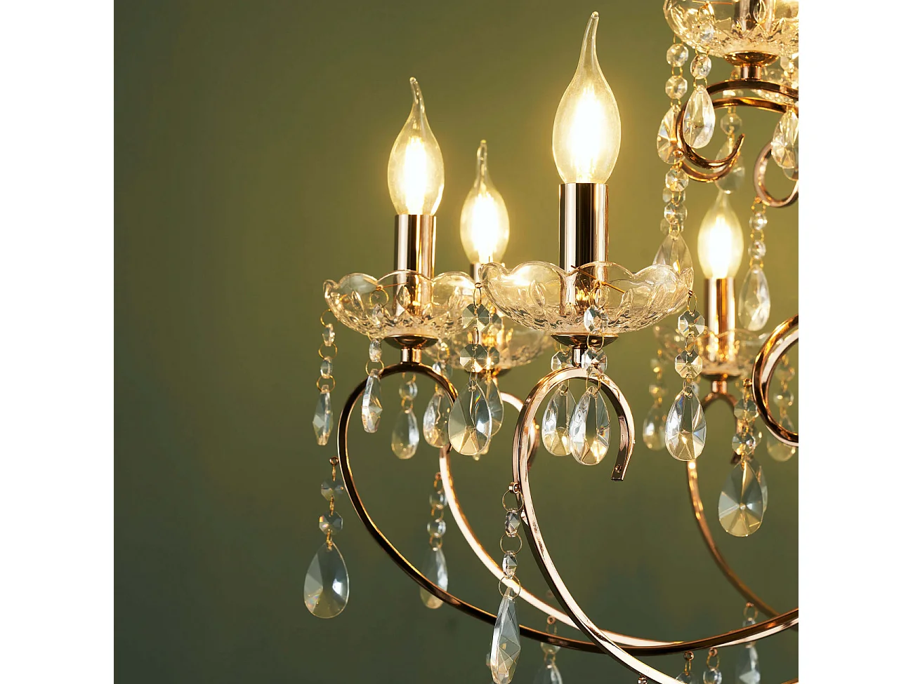 Lustre cristal or rose baroque 15 bras - Pavia