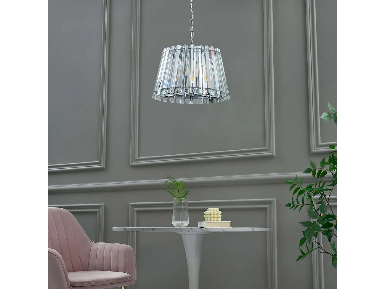 Suspension trapèze pampille de cristal transparent - Oristano